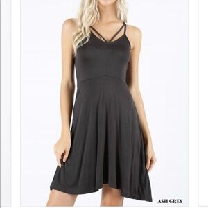 Spaghetti Strap Summer Ash Gray Tank Top Dress